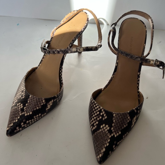 Banana republic snake skin brown/black size 9 pointes toe/ pencil heel… - Picture 2 of 7